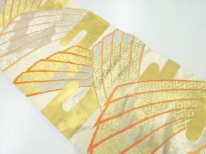 リサイクル　川島織物製　ヱ霞に扇・古典柄模様織出し袋帯